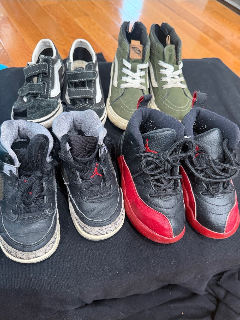 Jordan Kids Black & Red High-Top Sneakers